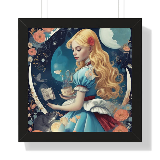 Bed Time Stories - Alice in Wonderland - Framed Vertical Poster